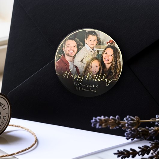 Elegante aangepaste gelukkige verjaardag Voeg uw e Ronde Sticker