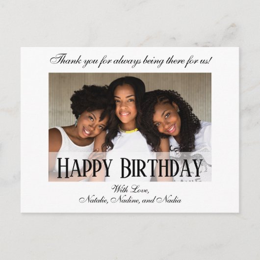 Elegante aangepaste gelukkige verjaardagsfoto briefkaart (Voorkant)