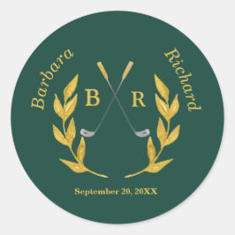 Elegante aangepaste golf thema bruiloft ronde sticker