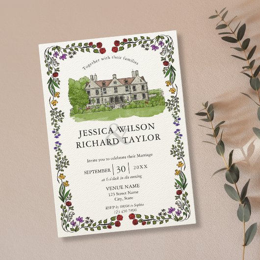 Elegante aangepaste hand getrokken locatie Manor i Kaart