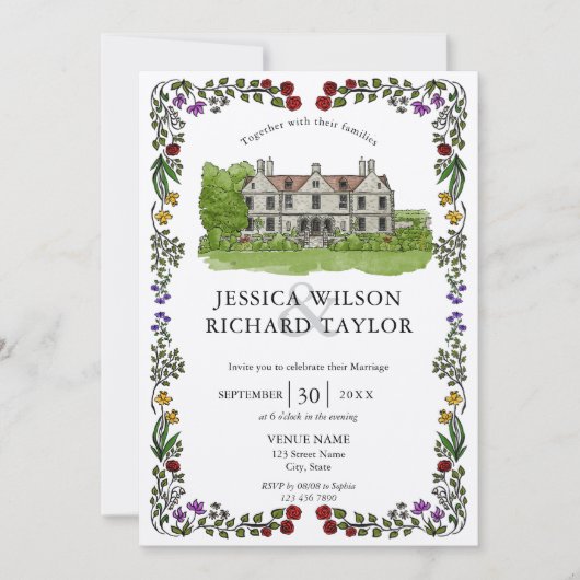 Elegante aangepaste hand getrokken locatie Manor i Kaart (Voorkant)