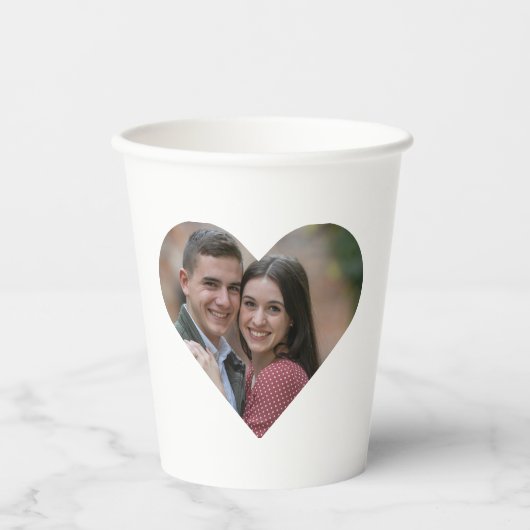 Elegante aangepaste hart foto bruiloft  papieren bekers (Voorkant)