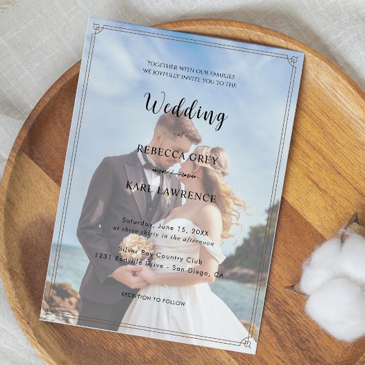 Elegante Aangepaste Huwelijksfoto Uitnodiging