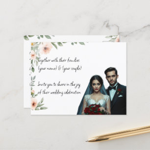 Elegante aangepaste huwelijksuitnodiging gepersona briefkaart