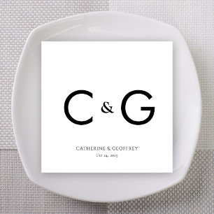 Elegante aangepaste Initialen Monogram bruiloft se Servet