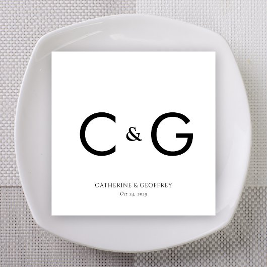 Elegante aangepaste Initialen Monogram bruiloft se Servet