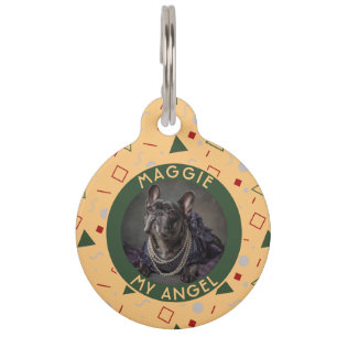 Elegante aangepaste kattenvader Memphis-motief Huisdierpenning