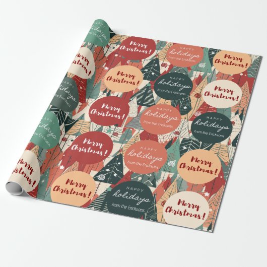 Elegante aangepaste kerstboom vakantie geschenken cadeaupapier (Uitgerold)