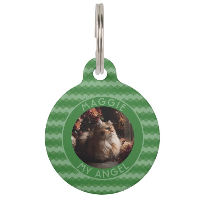 Elegante aangepaste kitteneigenaar cadeau Chevron  Huisdierpenning (Voorkant)