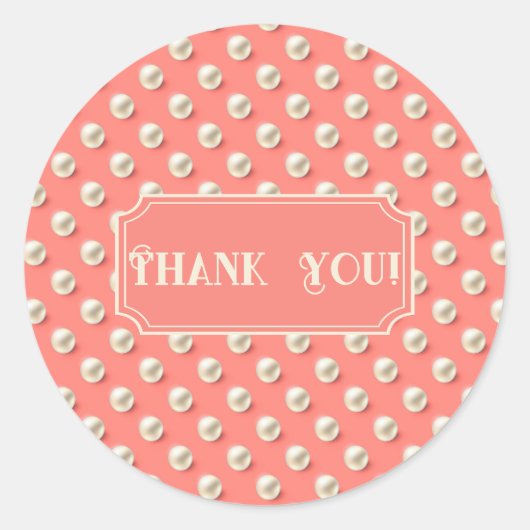 Elegante aangepaste koraal en parel gunstbox ronde sticker (Voorkant)