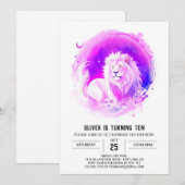 Elegante aangepaste leeuw verjaardag kaart (Voorkant / Achterkant)