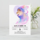 Elegante aangepaste leeuw verjaardag kaart (Staand voorkant)