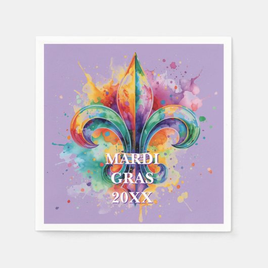 Elegante aangepaste Mardi Gras kleuren Servet (Voorkant)