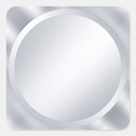Elegante aangepaste metalen zilveren lege sjabloon vierkante sticker (Voorkant)
