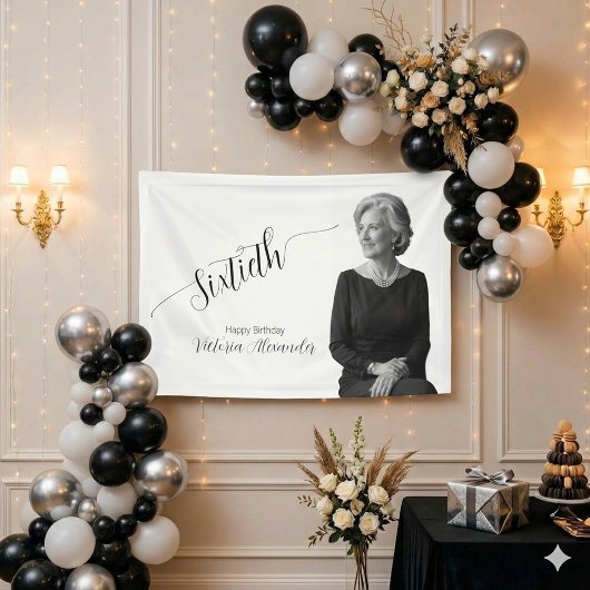 Elegante aangepaste mijlpaal foto zestig viering spandoek