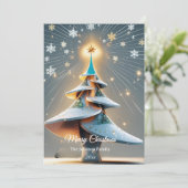 Elegante aangepaste moderne 3D-kerstboom Feestdagenkaart (Staand voorkant)