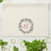 Elegante aangepaste monogram kerstkrans theedoek (Gevouwen)