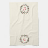 Elegante aangepaste monogram kerstkrans theedoek (Verticaal)