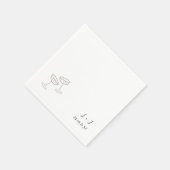 Elegante aangepaste monogram wijnglazen bruiloft servet (Hoek)