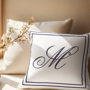 Elegante aangepaste monogram witte worp kussen