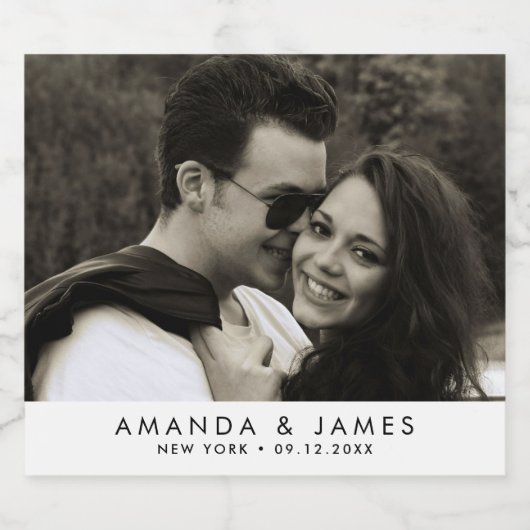 Elegante aangepaste mousserende wijn trouwfoto sparkling wijnetiket (Enkel label)