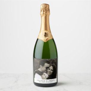 Elegante aangepaste mousserende wijn trouwfoto sparkling wijnetiket