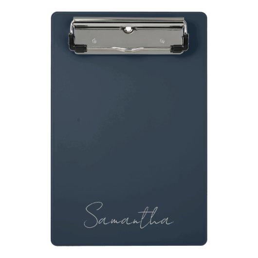 Elegante aangepaste naam donkerblauw mini klembord (Voorkant)
