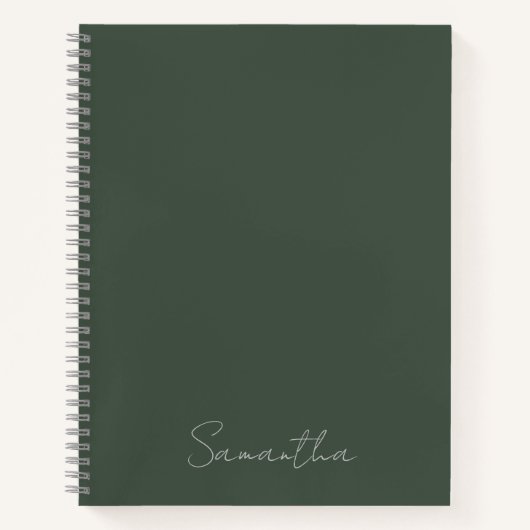 Elegante aangepaste naam donkergroen notitieboek (Voorkant)