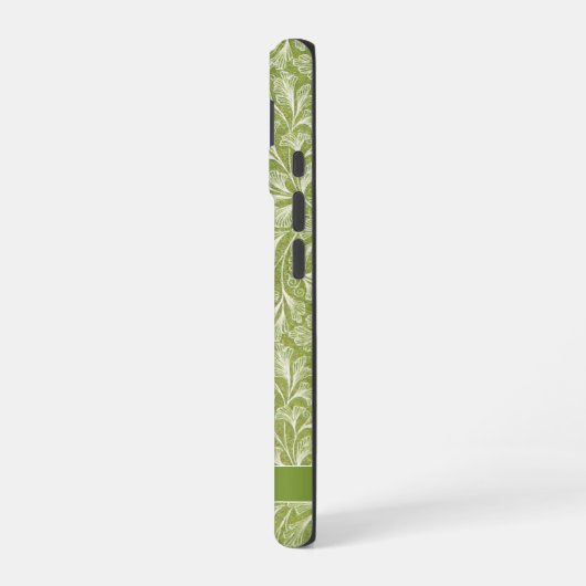 Elegante aangepaste naam Green Botanical iPhone 16 Hoesje (Linkerkant)