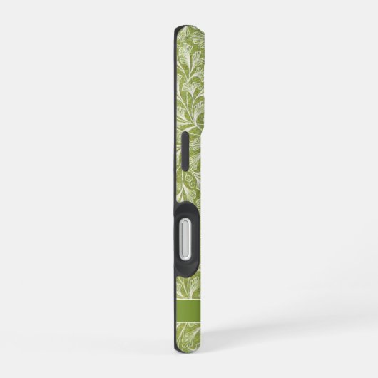 Elegante aangepaste naam Green Botanical iPhone 16 Hoesje (Rechterkant)