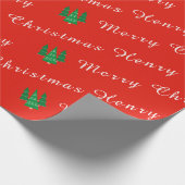 Elegante aangepaste naam Merry Christmas Red Chic Cadeaupapier (Hoek)