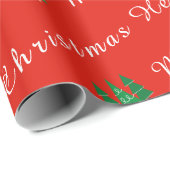 Elegante aangepaste naam Merry Christmas Red Chic Cadeaupapier (Rol Hoek)