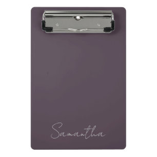 Elegante aangepaste naam paarse taupe mini klembord