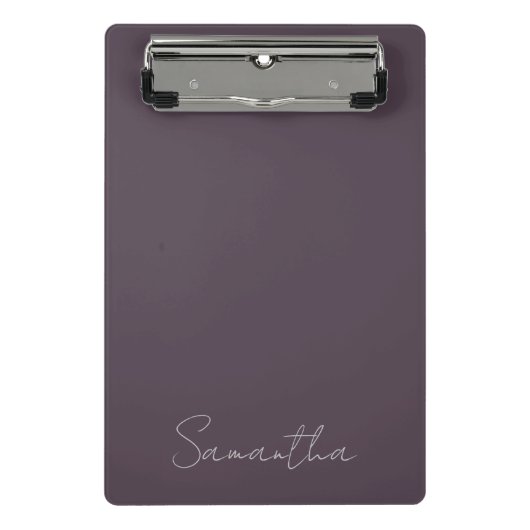 Elegante aangepaste naam paarse taupe mini klembord (Voorkant)