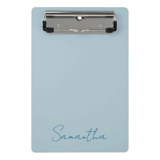 Elegante aangepaste naam Pastel Blue Mini Klembord (Voorkant)