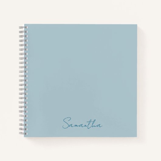 Elegante aangepaste naam Pastel Blue Notitieboek (Voorkant)