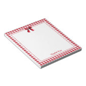 Elegante aangepaste naam Red Plaid Coquette Bow Notitieblok (Schuin)