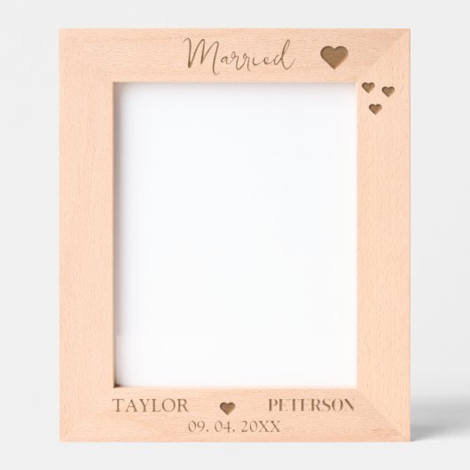 Elegante aangepaste naam Verloving trouwfoto Gegraveerde Lijstjes (Voorkant)