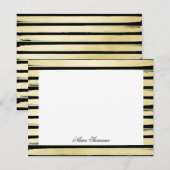 Elegante aangepaste naam zwart gouden folie gestre notitiekaartje (Voorkant / Achterkant)