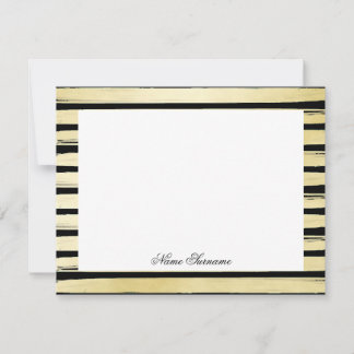 Elegante aangepaste naam zwart gouden folie gestre notitiekaartje