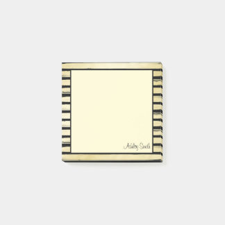 Elegante aangepaste naam zwart gouden folie gestre post-it® notes