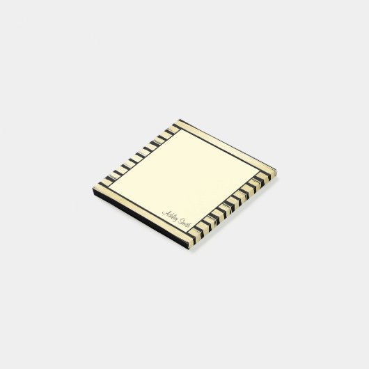 Elegante aangepaste naam zwart gouden folie gestre post-it® notes (Schuin)