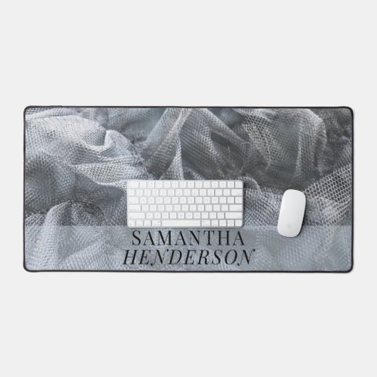 Elegante aangepaste naam Zwart Grijs Stijlvol Tull Bureaumat (Keyboard & Muis)