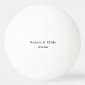 Elegante aangepaste namen en datum wit pingpongbal (Voorkant)