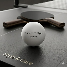 Elegante aangepaste namen en datum wit pingpongbal