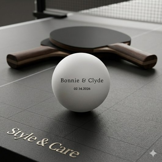Elegante aangepaste namen en datum wit pingpongbal