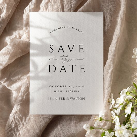 Elegante aangepaste namen witte bruiloft opslaan d kaart