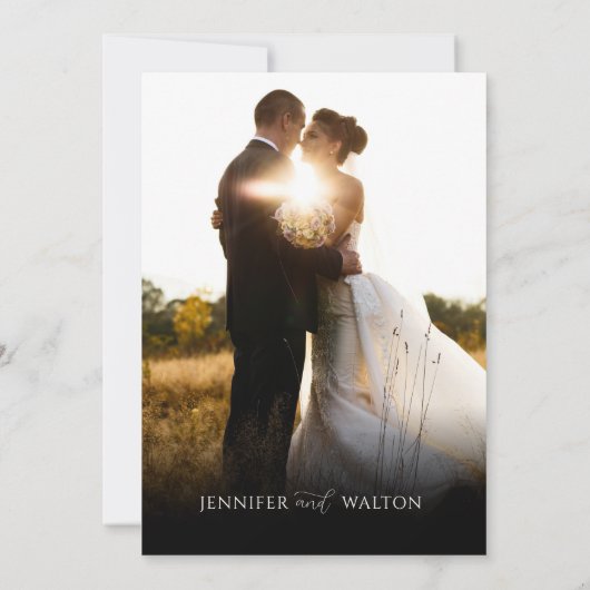 Elegante aangepaste namen zwarte bruiloft opslaan  kaart (Achterkant)