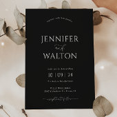 Elegante aangepaste namen zwarte bruiloft uitnodig kaart