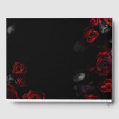Elegante aangepaste rode en zwarte bloemen bruilof gastenboek (Achterkant)